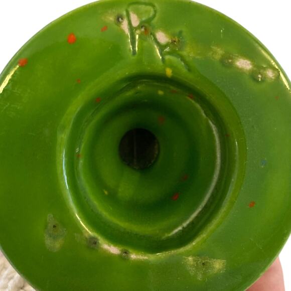 Vintage 70s Handmade Ceramic Psychedelic Green Yellow Orange Irish Coffee Mug - Picture 13 of 16